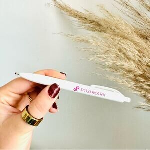 NEW POSHMARK Pink Maroon Logo Pen Black Ink White Cutout Body Clip Rubber Tip